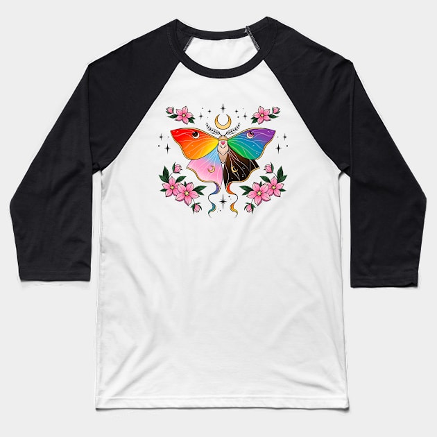 Pride Moth Baseball T-Shirt by bratcave.studio
